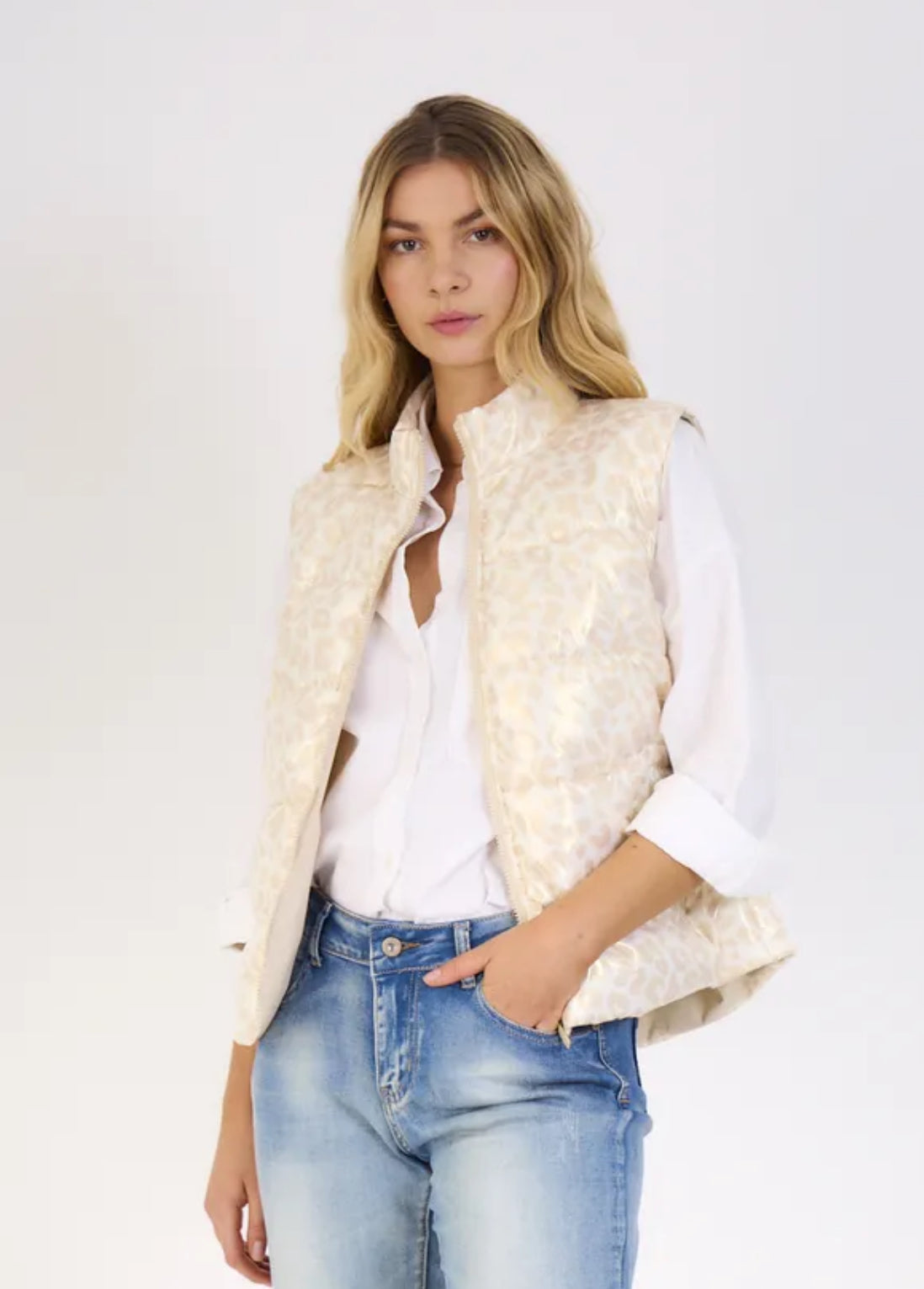 Doudoune sans manche léopard