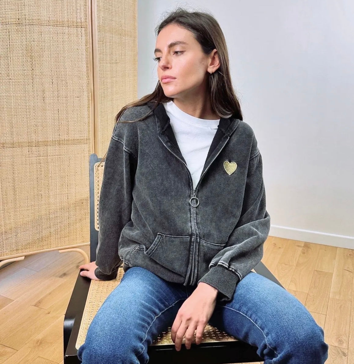 Gilet à capuche coeur