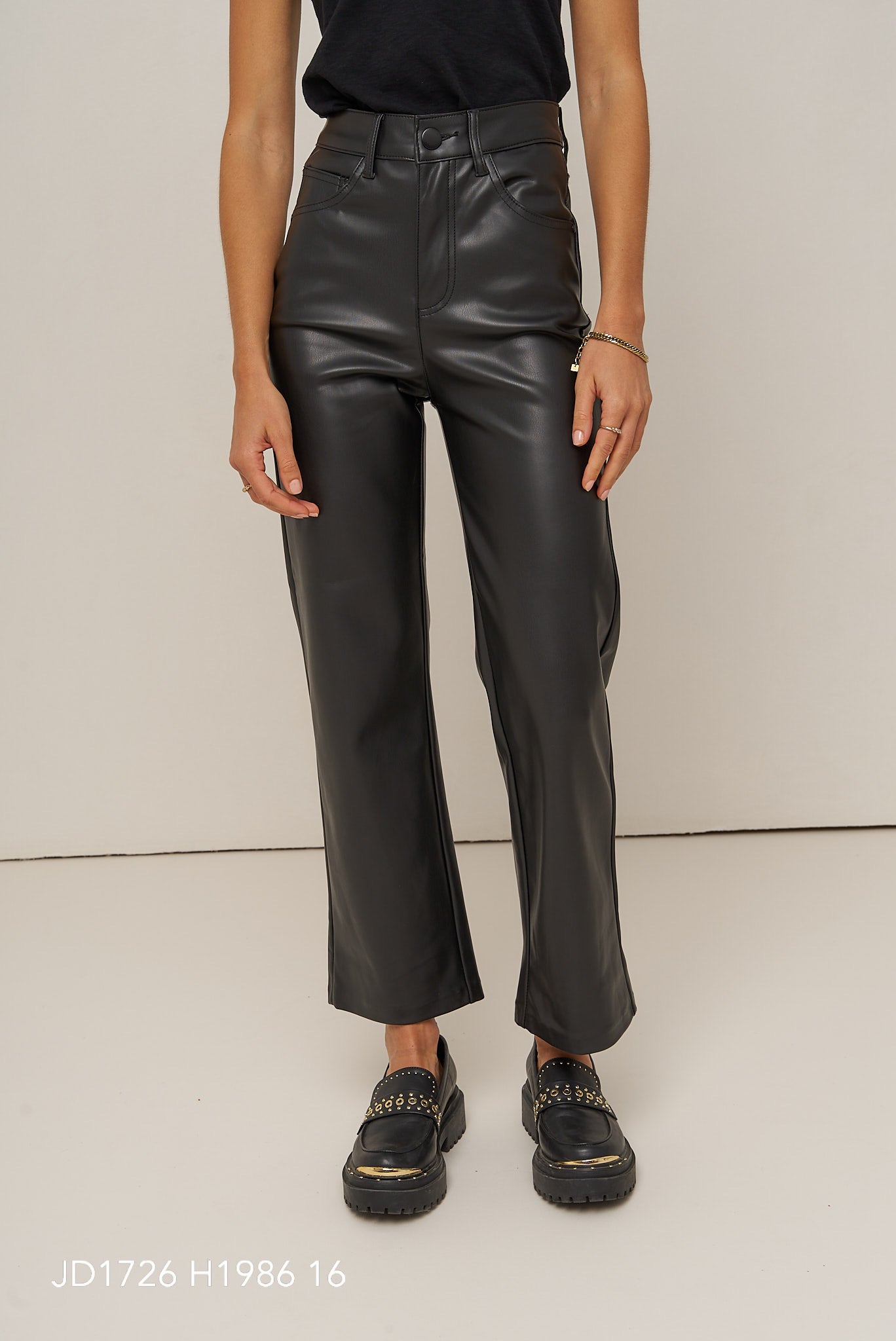 Pantalon SOLANGE-simili cuir noir