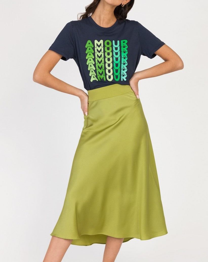 Jupe midi en satin JANIA