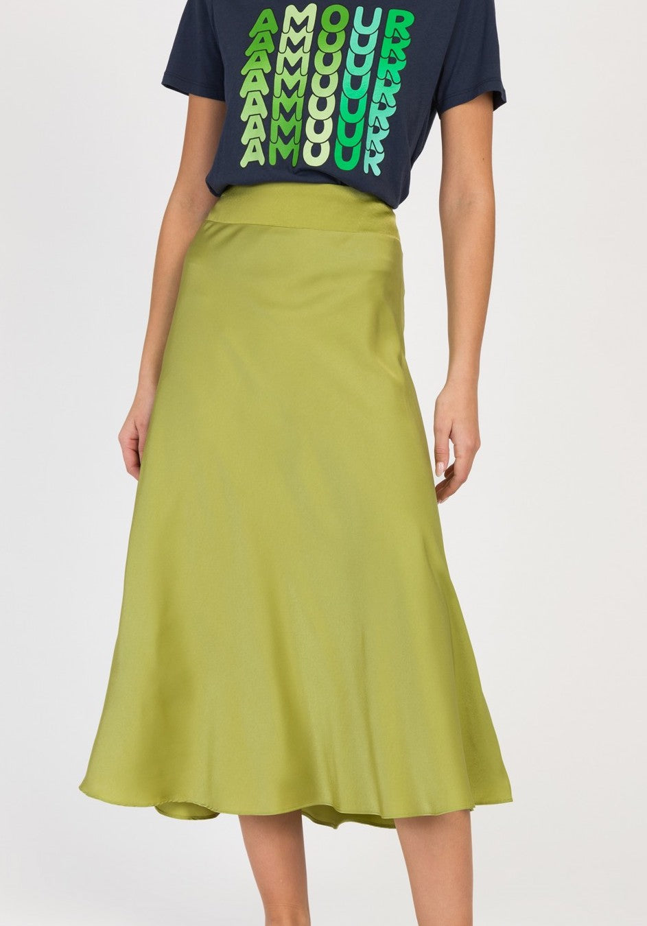 Jupe midi en satin JANIA