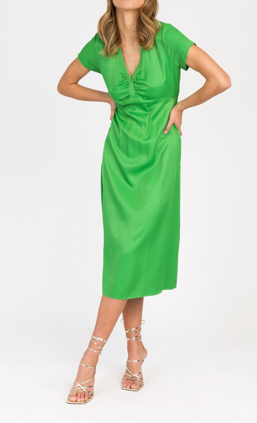 Robe midi unie décolletée MIAZY