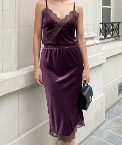 Jupe velours dentelle